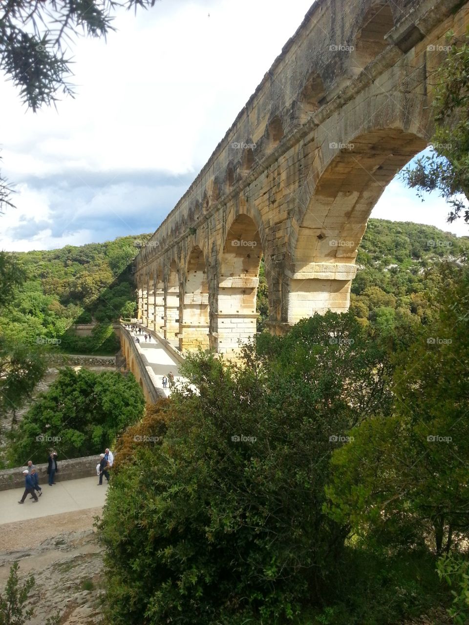 The beautiful aquaduct in the South of France in the summer