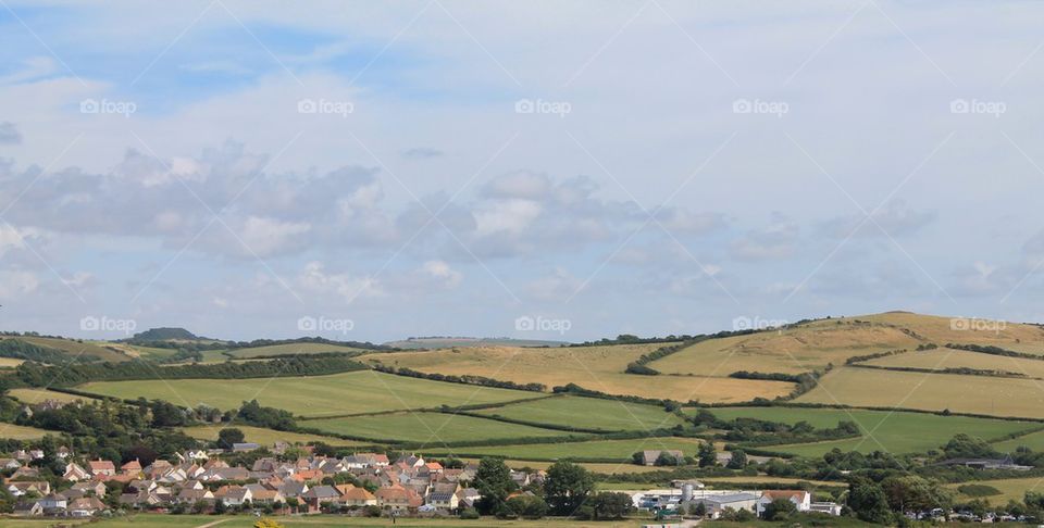 Rolling Hills and a village