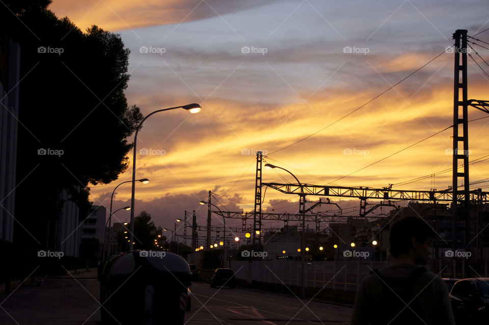 Sunset at the railway