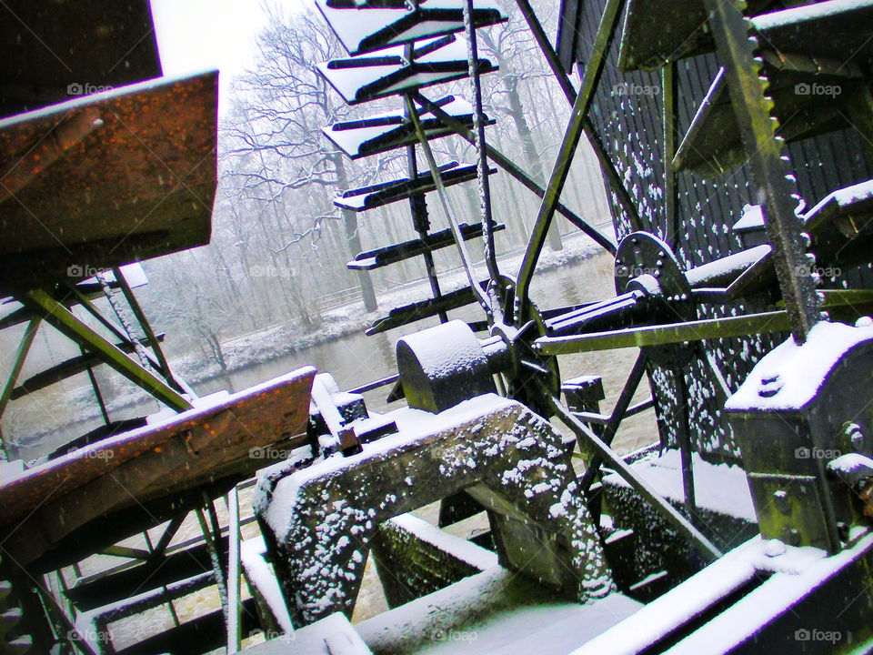 Watermill in Snow