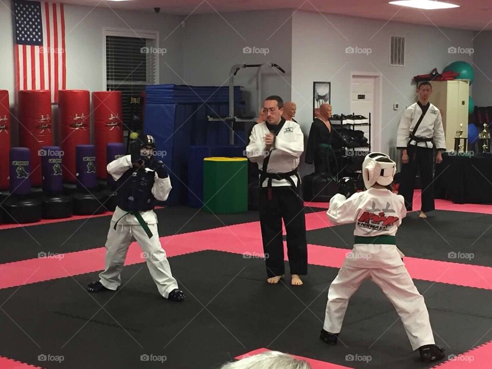 Sparring match in karate. 
