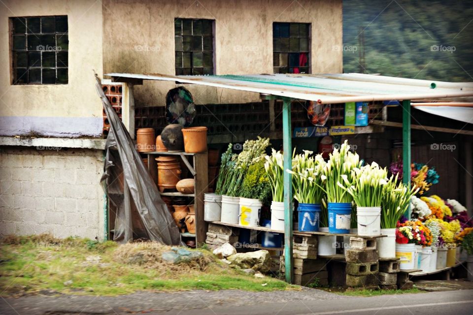Roadside flower market in Guatemala 