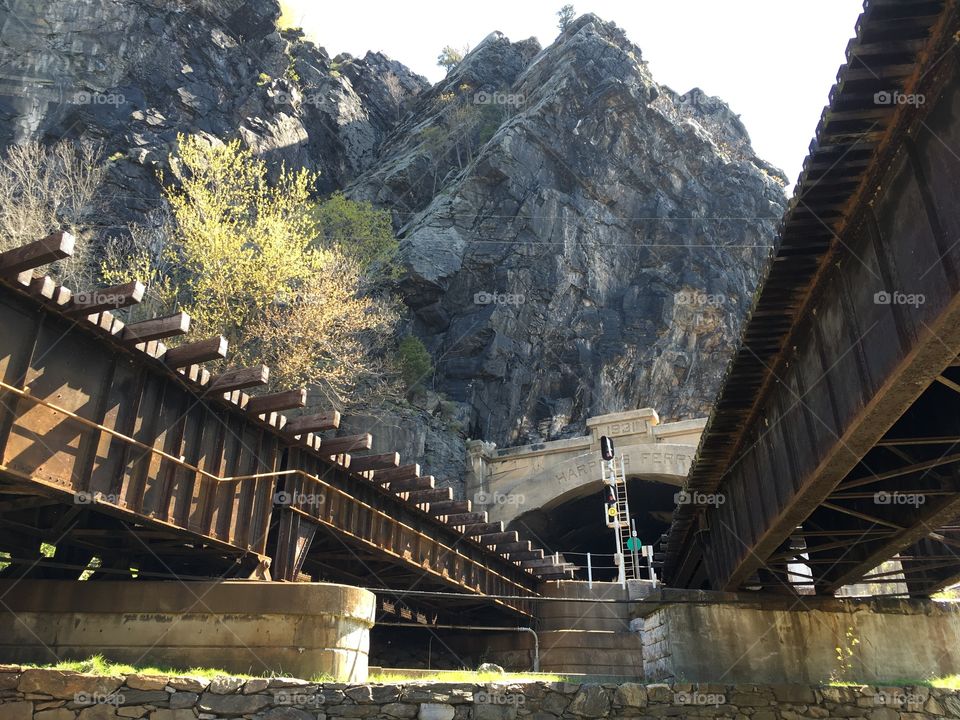 Sunlight on railroad bridge