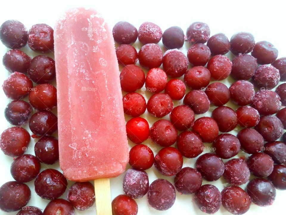 ice cream and cherry frozen