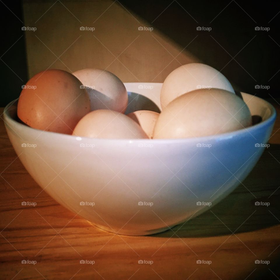 Freshly laid bantam eggs 