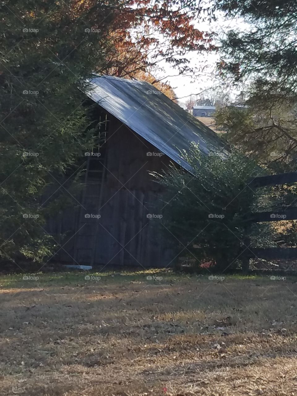 beautiful old grey barn out on a small farm