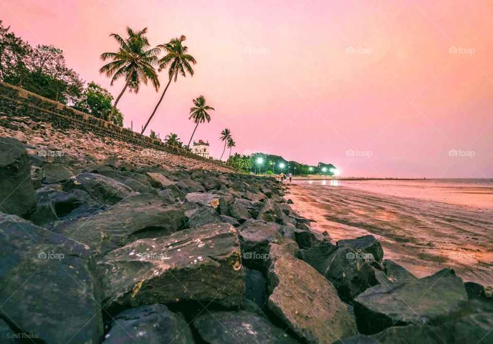 Evening Beach view Rock