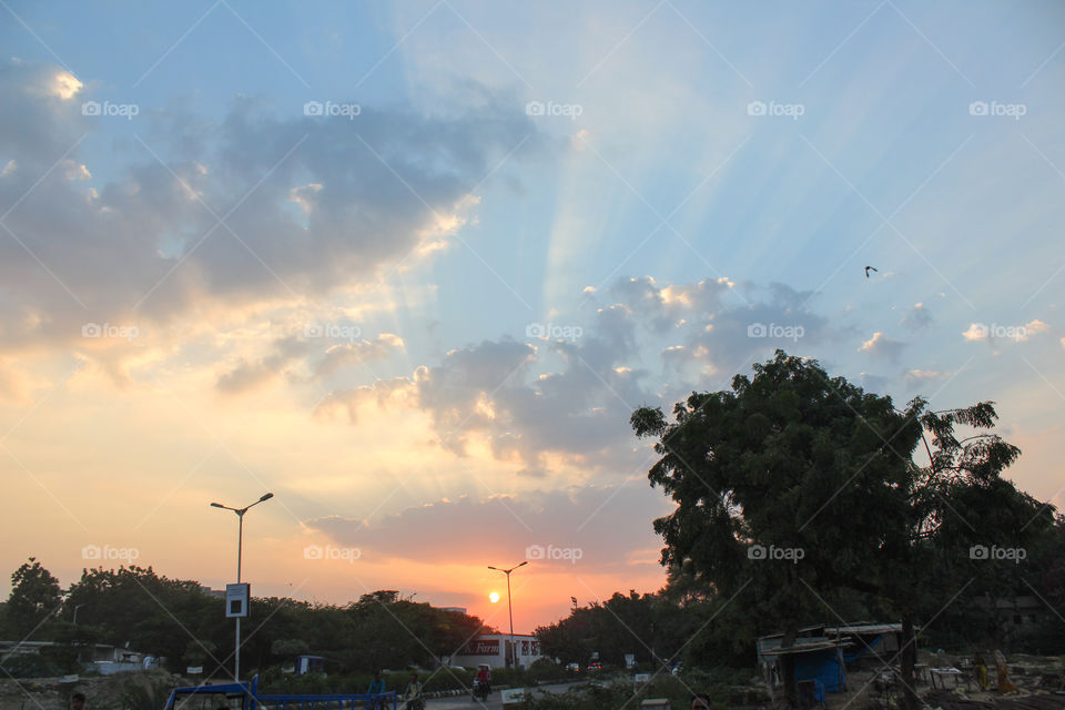 the sunset in ahmedabad,gujarat,In