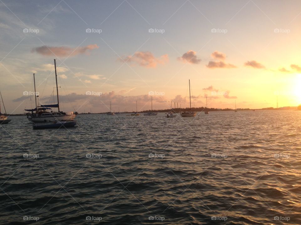 West of Key West. On the sailboat enjoying the morning sunrise off Key West