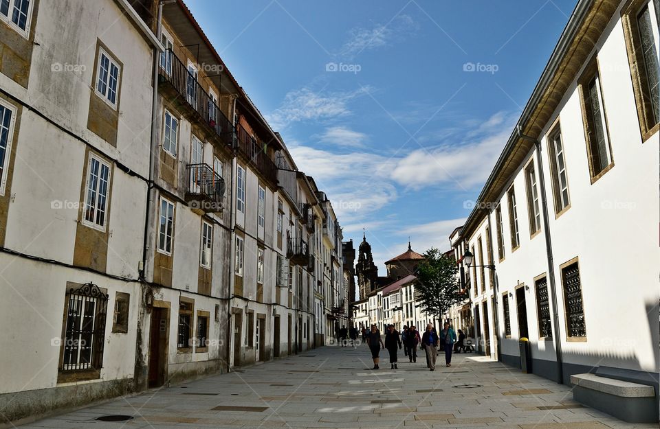 Pilgrims in Santiago de Compostela, Galicia, Spain.