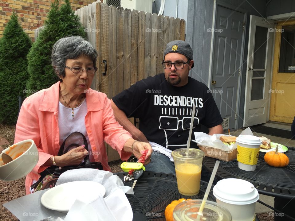 Old friends . Enjoying lunch 