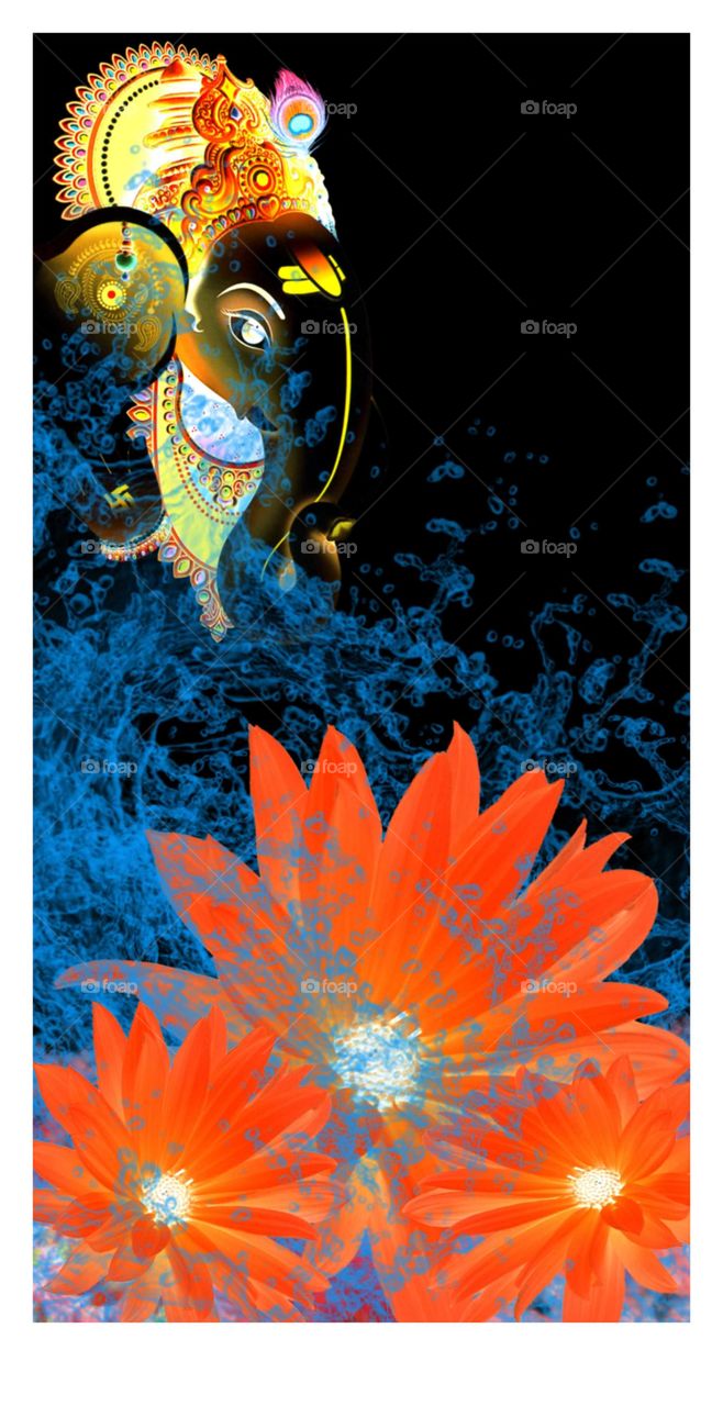 Ganesh taking a bath in the ocean