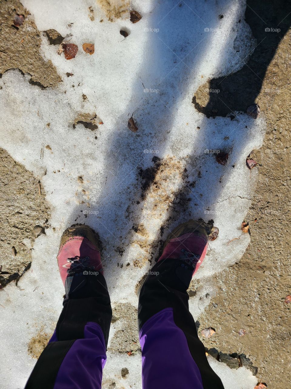 Hiking in the spring mud
