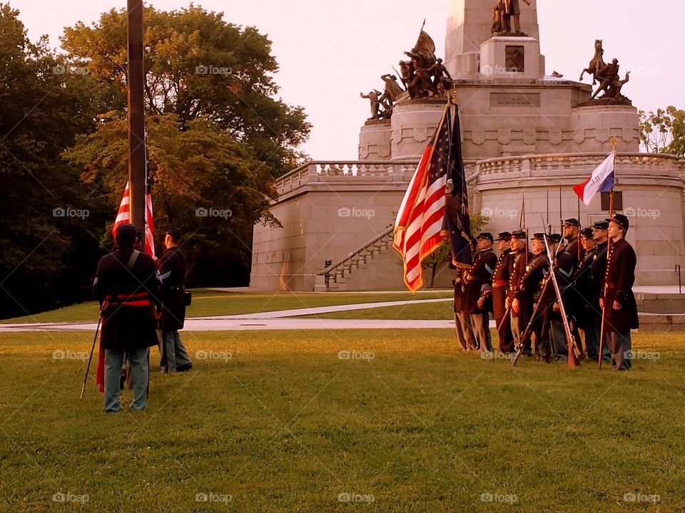 Flag retiring  ceremony at Abraham Lincoln's Tomb