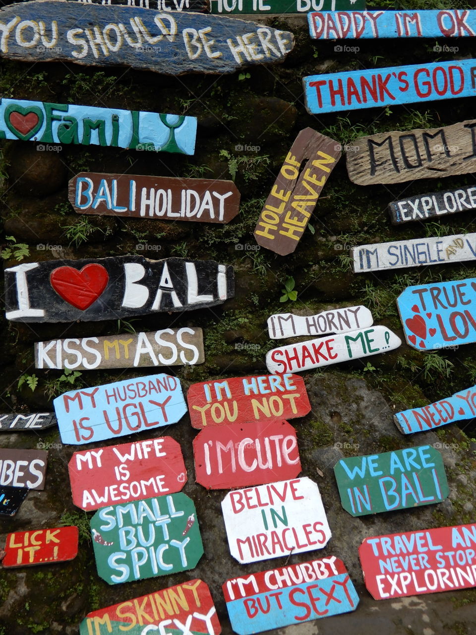 Signs Bali colourful say with words 