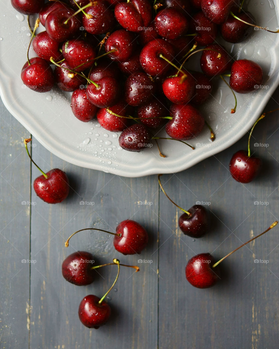 Cherries in the plate