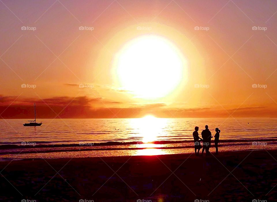 Sunset over the Gulf of Mexico in Fort Myers Beach Florida