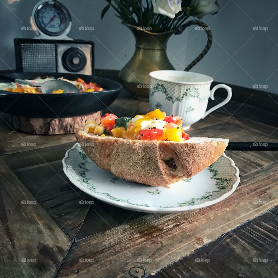 North African egg with bread 