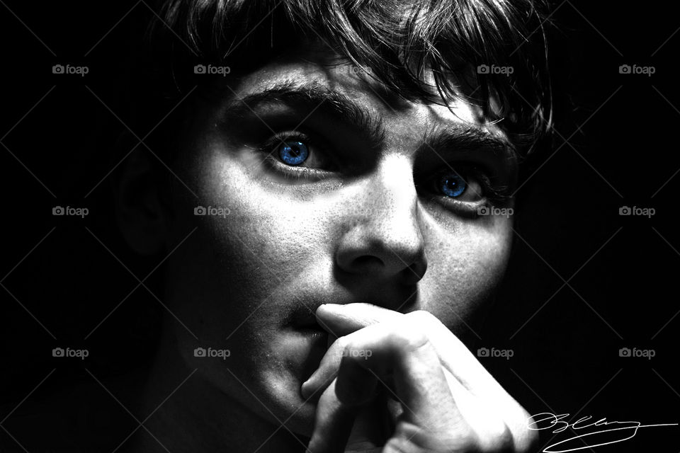 Portrait of a man with blue eyes