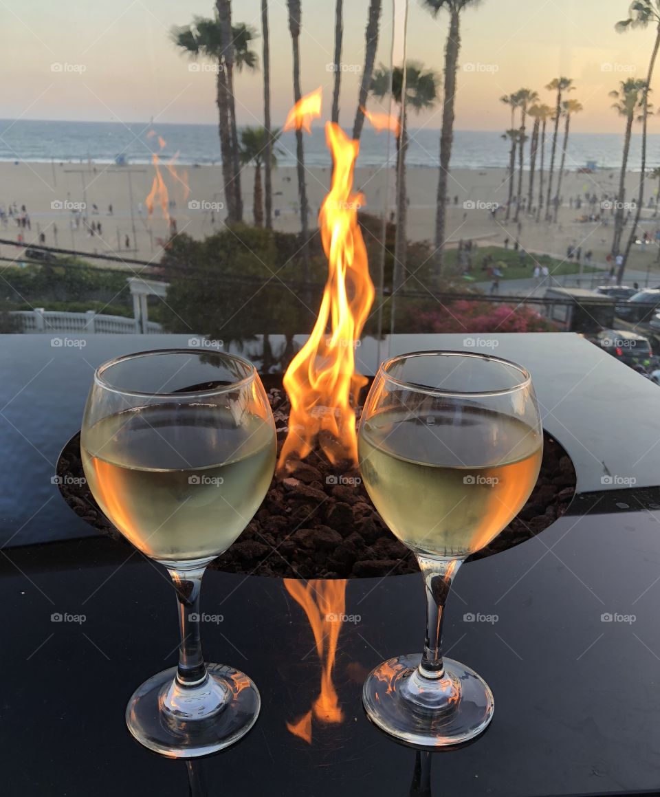 Wine & sunset by the beach.