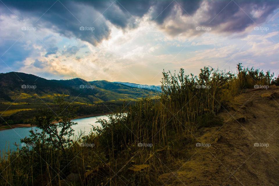Fort Collins Horsetooth reservoir in Colorado as the storm is rolling in