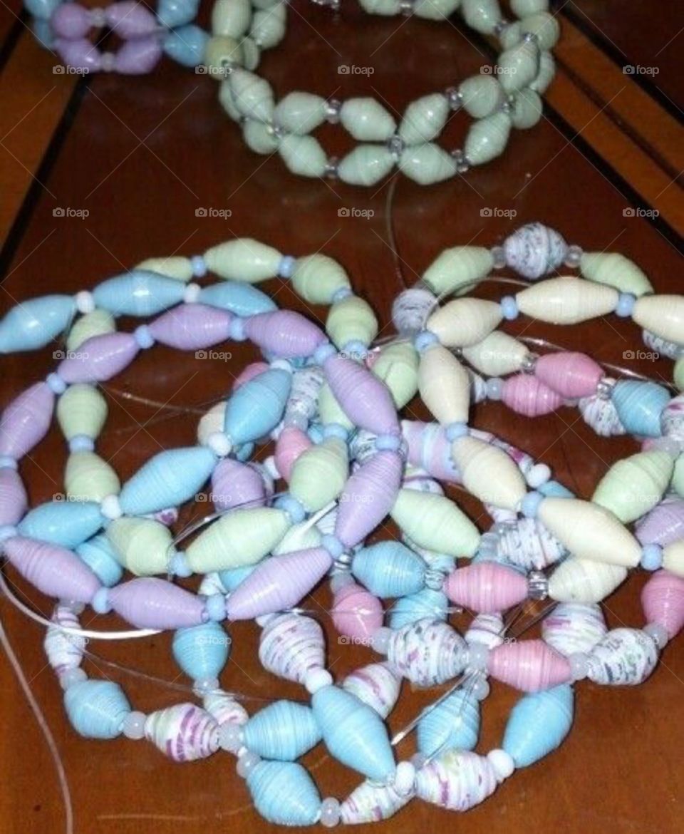 Paper bead bracelets 