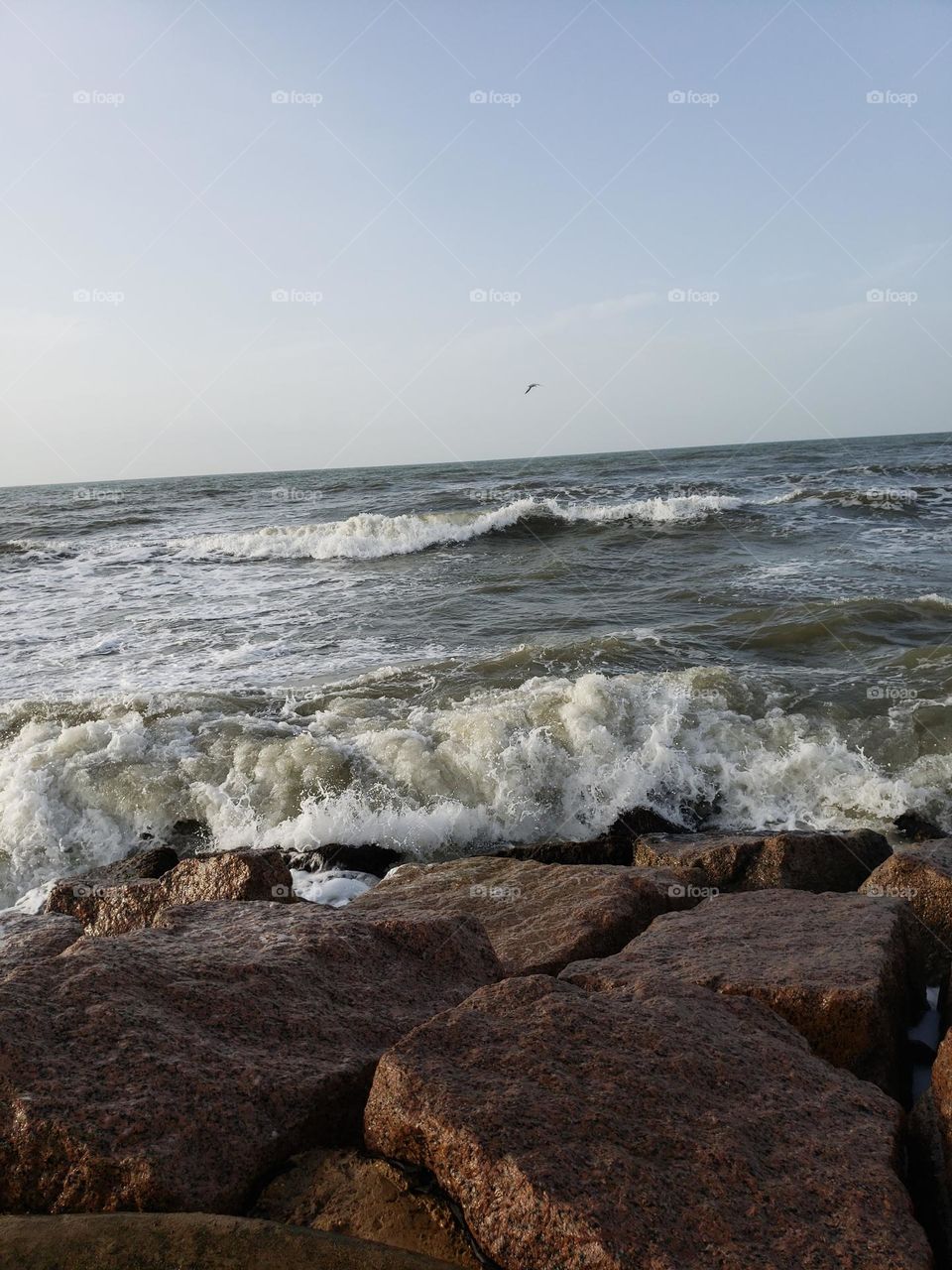 Waves crashing on the jetty