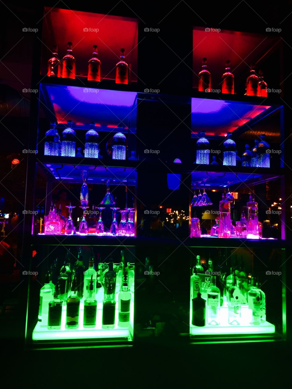 Nightlife. Light up bar for top shelf liquors. 