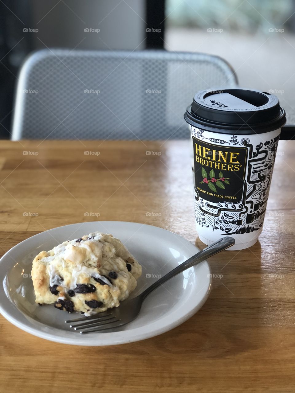 Heine brothers hot chocolate with a chocolate chip scone - what better way to start a morning?