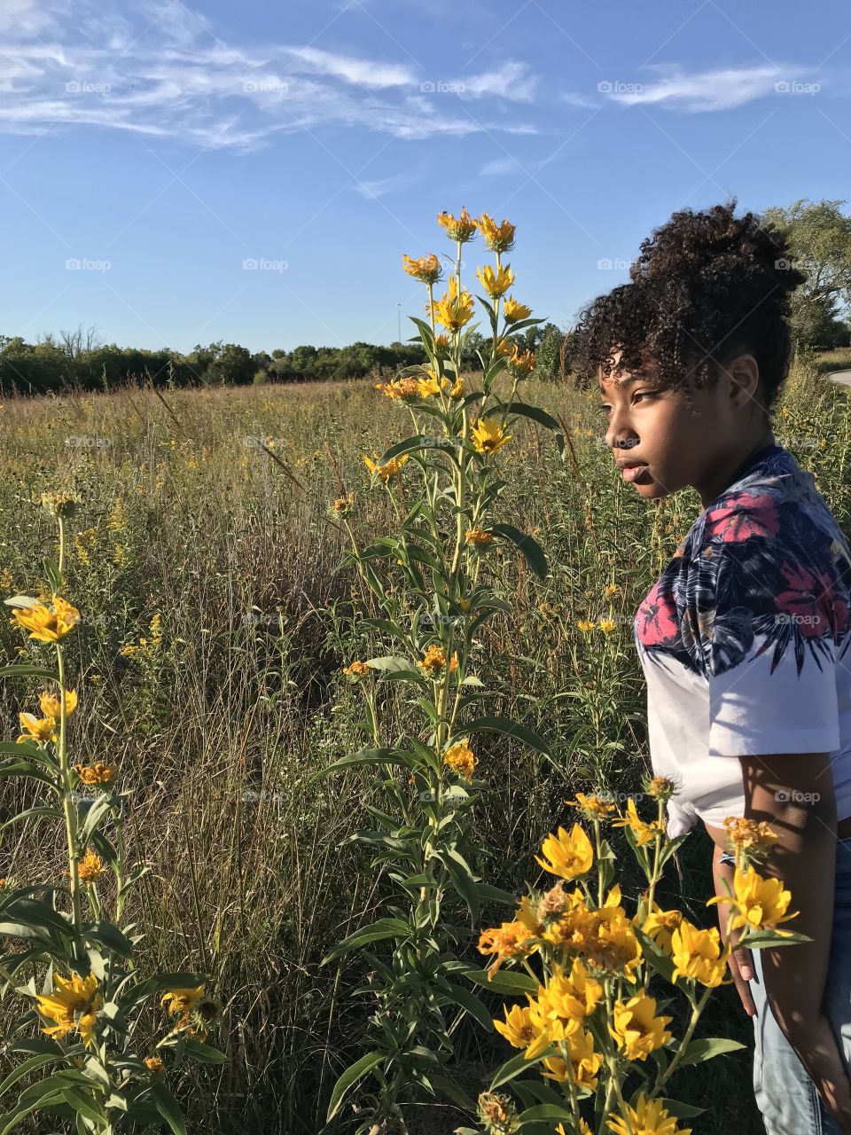 Young Model Venturing through the Countryside 