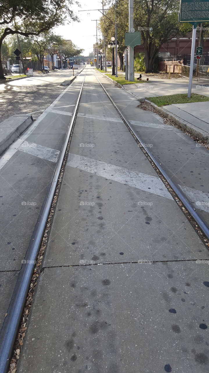Trolley tracks,  Ybor City,  Tampa Florida