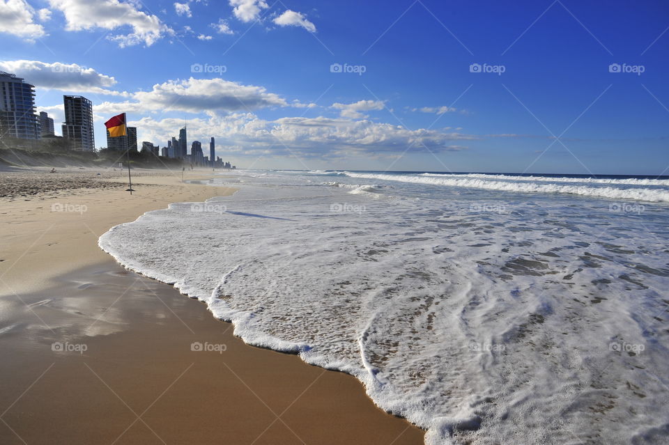 beach, wave and city