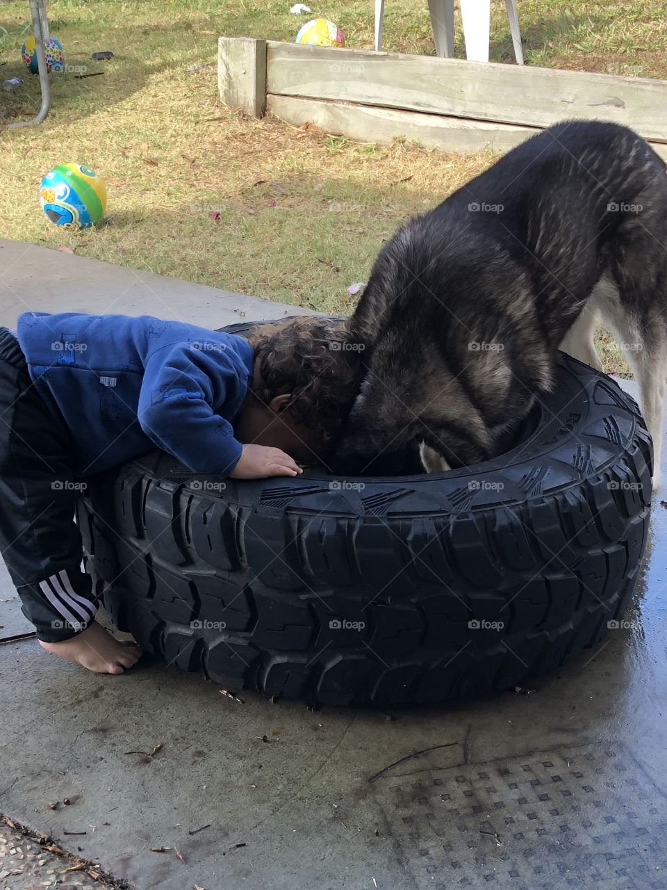 Child with friends