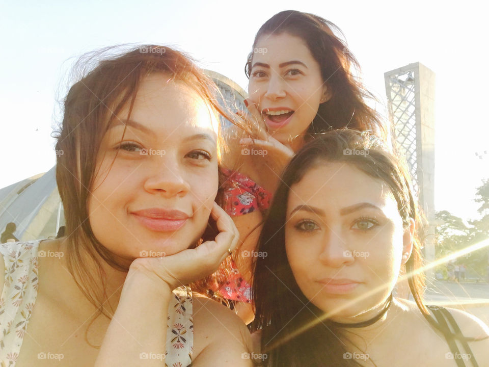 Portrait of a tree young women