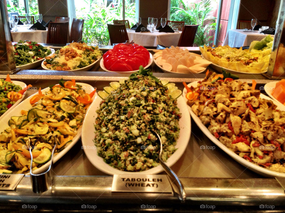 Buffet table in restaurant