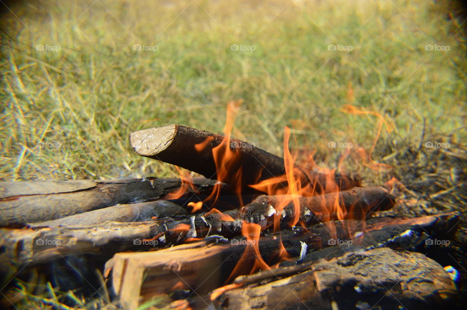 a bonfire in the open air