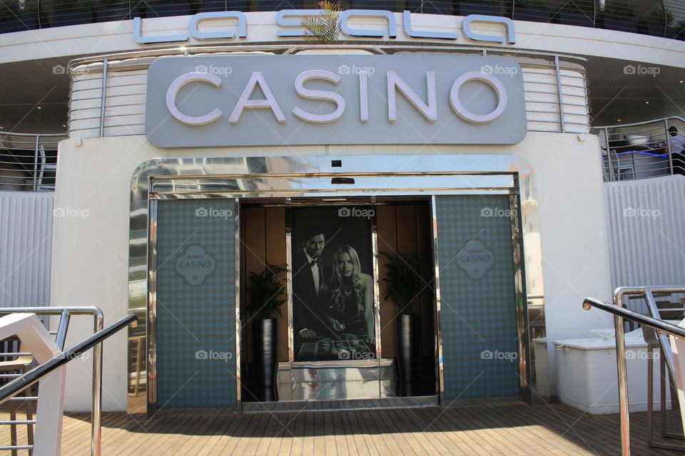 Front doors of the casino on a yacht in Gibraltar