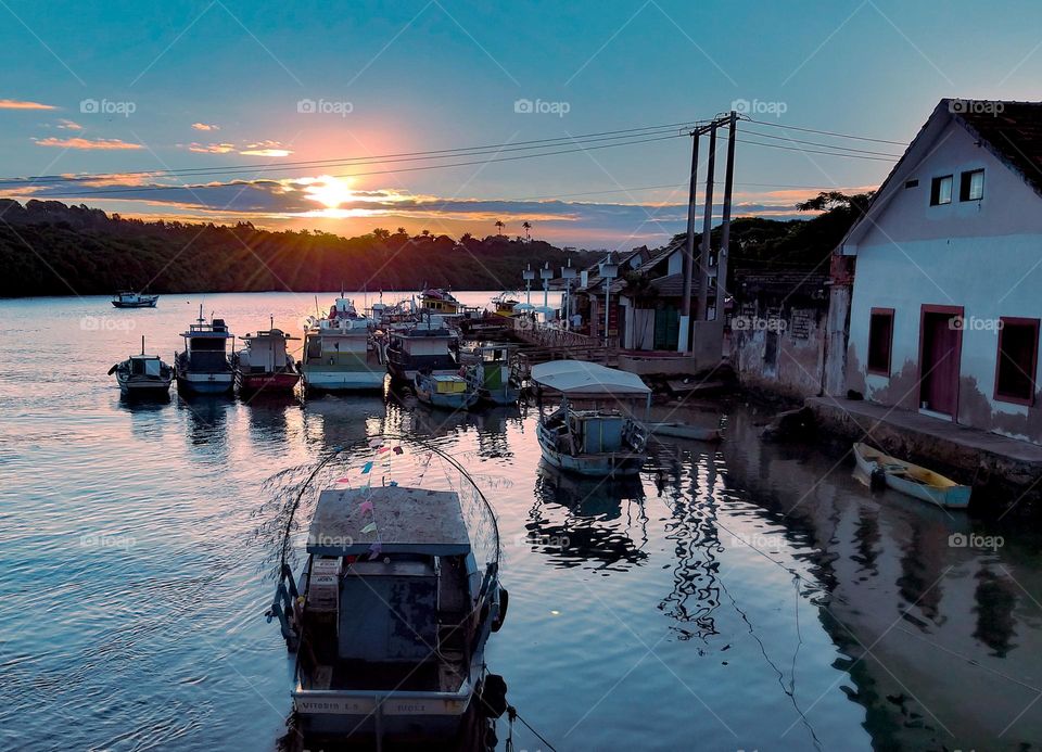 Boats at sunset.