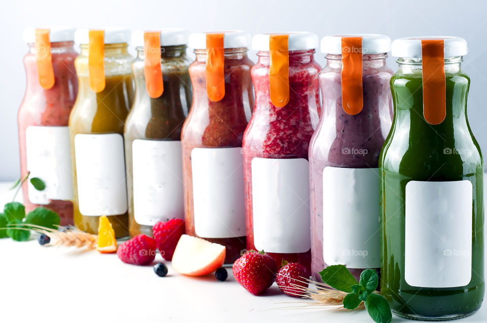 Delicious fruits smoothie in a jar