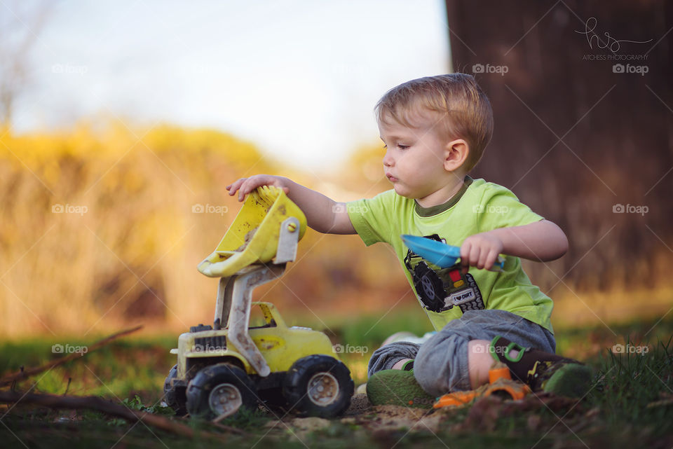 Boy and his dump truck