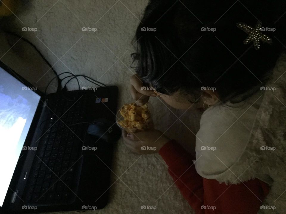 Watching a movie at home