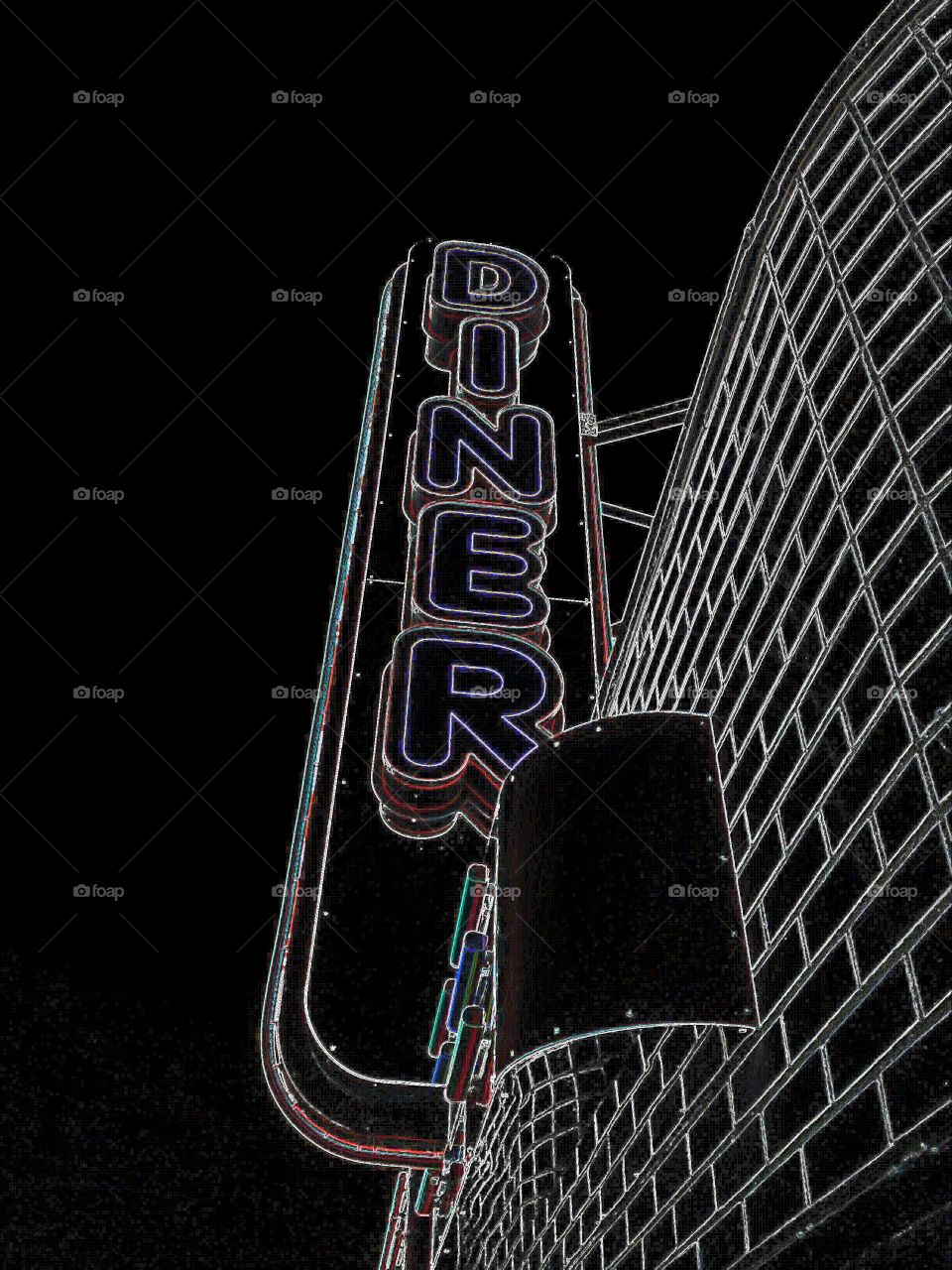 Vintage Diner Sign Magic Pen Effect