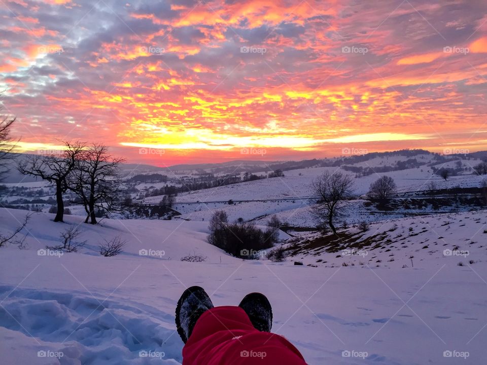 Sunset in winter