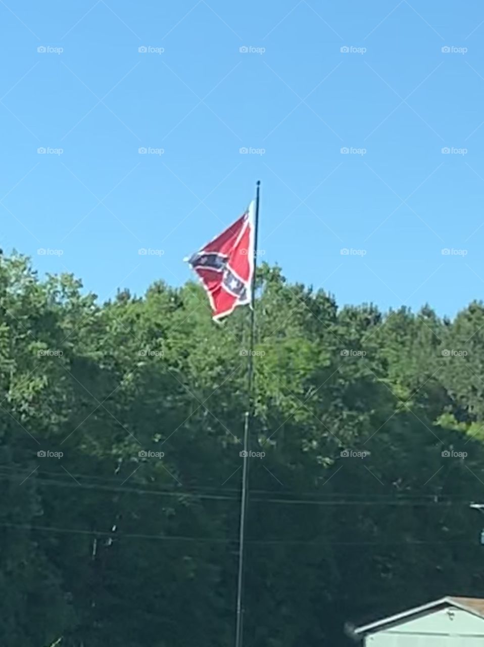Confederate flag waving in the breeze