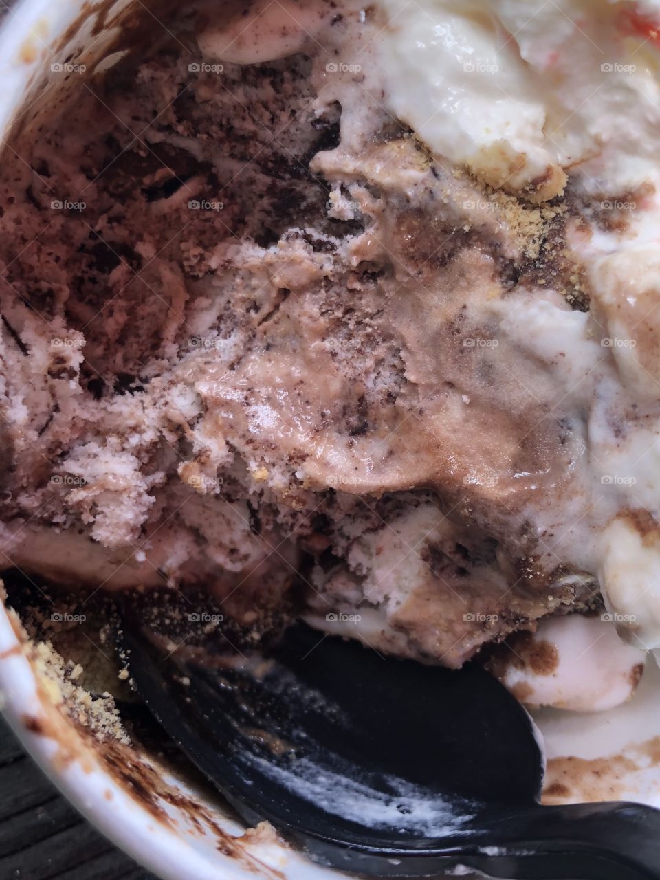 Inside ice cream sundae