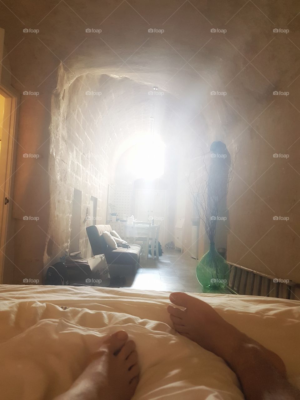 morning up into a hose-cave in Sassi of Matera