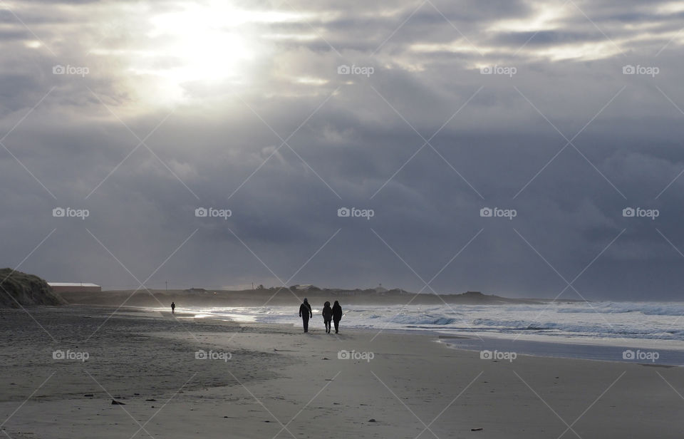 Walking on the beach. 