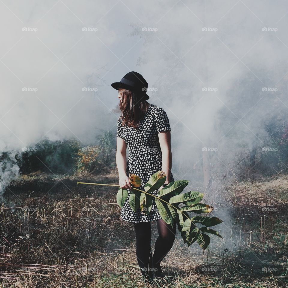 Girl with a leaf