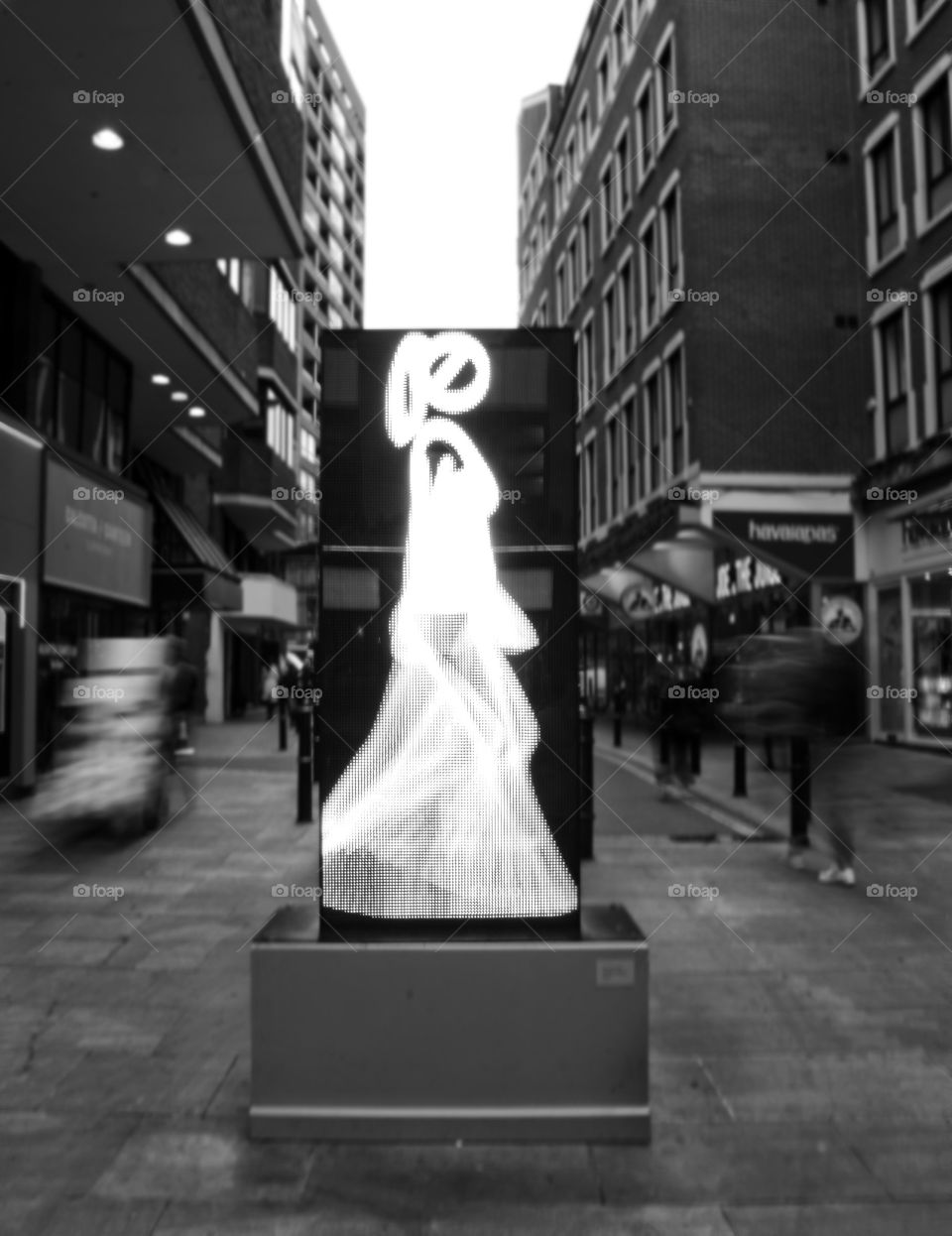 Black and white motion blur urban street photo. Taken on Carnaby Street London. 