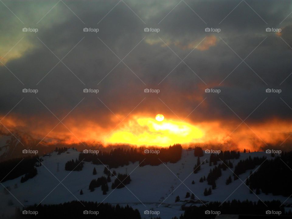 Sunset in the mountains 